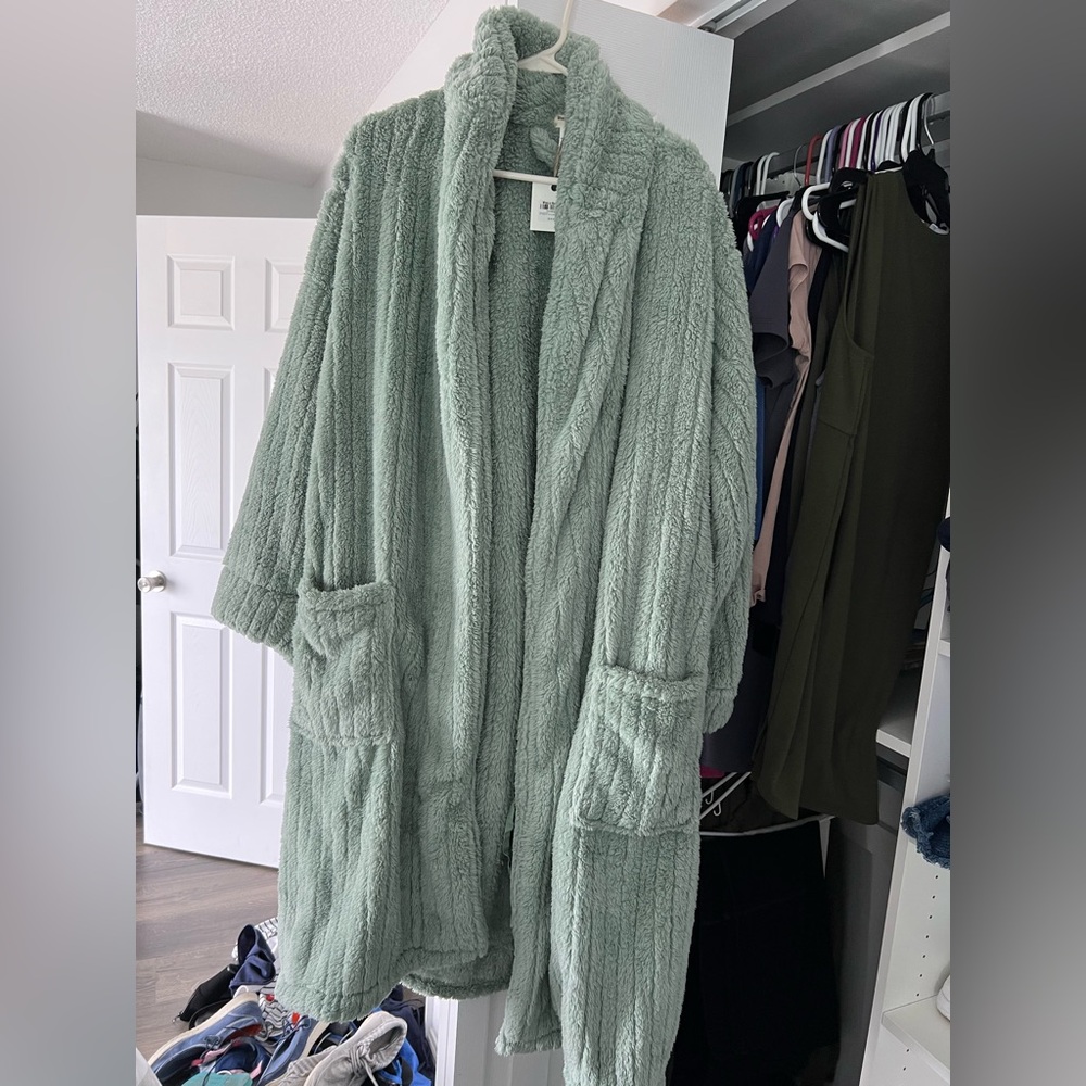 Cost Plus World Market Sage Green Fleece Robe
